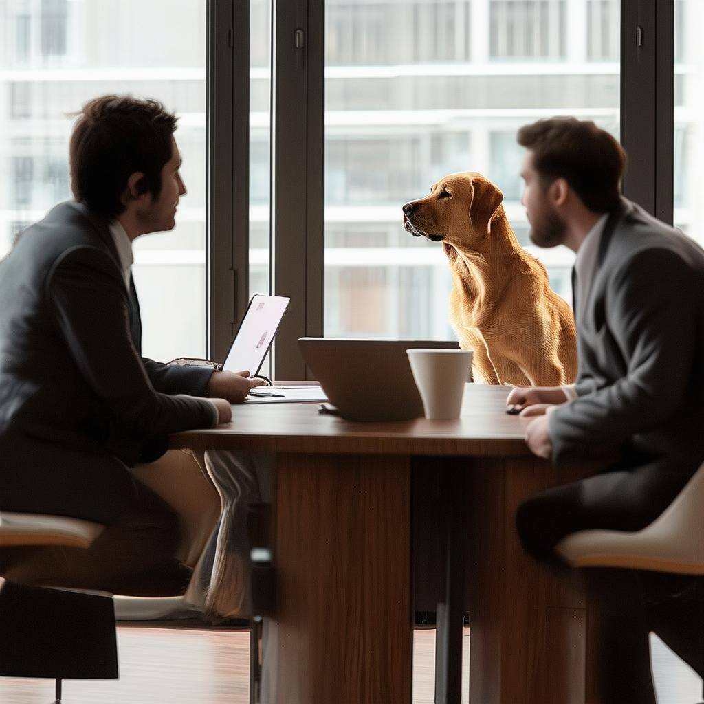 dog taking meeting